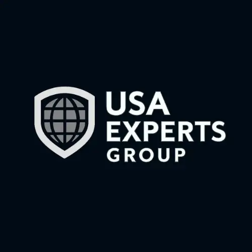 USA Experts Group logo featuring a shield and globe design, representing a multi-brand holding company.